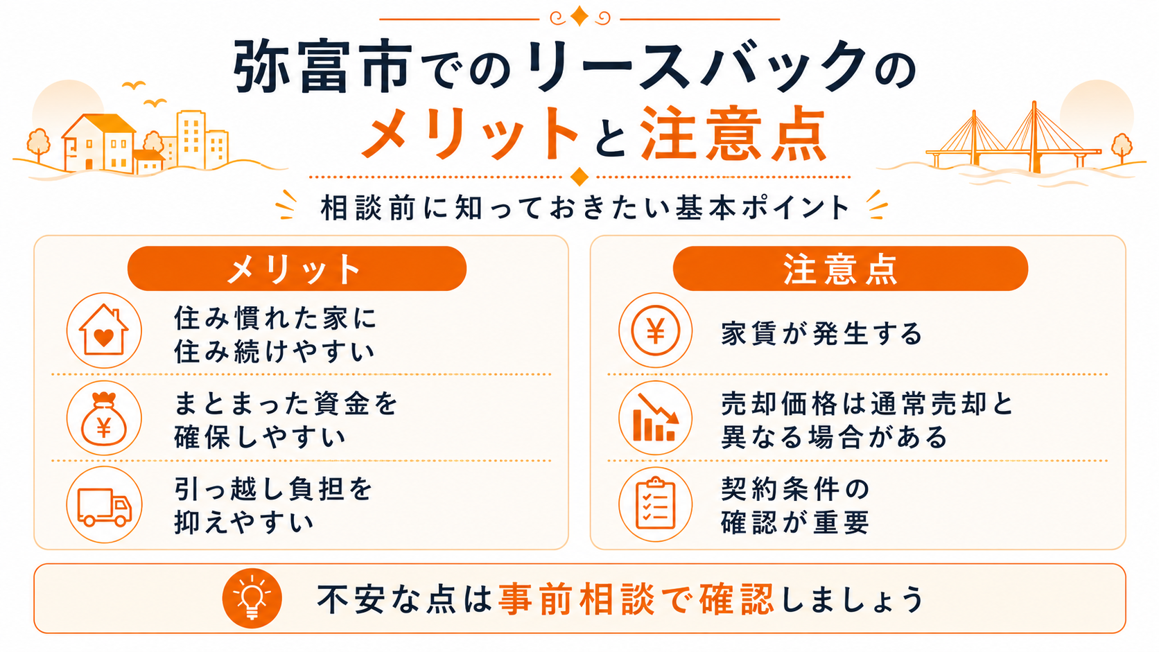 弥富市でリースバックを検討する際のメリットと注意点