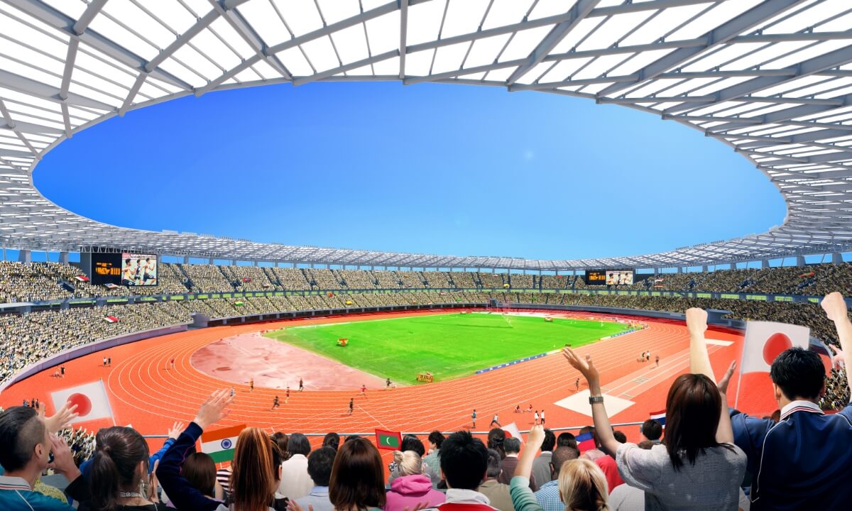 パロマ瑞穂スタジアムのスタンドから見た競技場内の風景