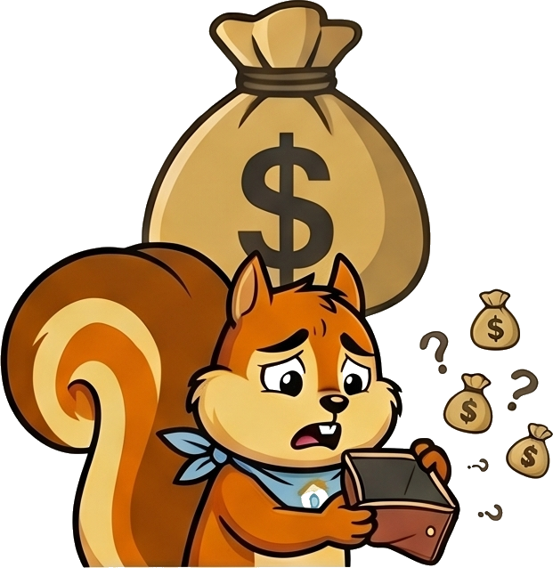 お金が足りなくて困るリスバくん