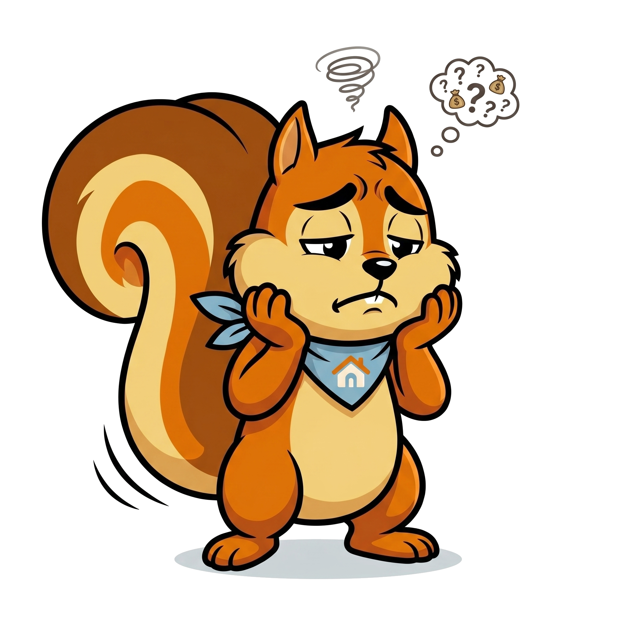 悩むリスバくん｜おうちdeイッパツのキャラクター